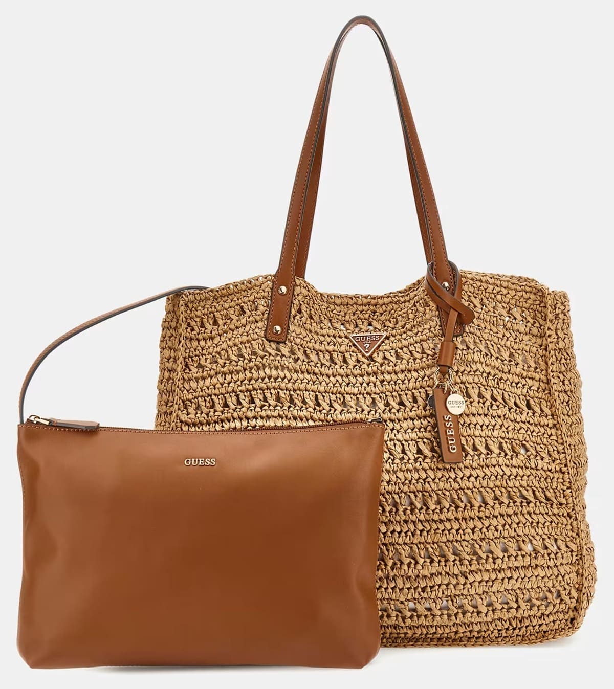 El nuevo bolso shopper Irene de rafia en color marrón de Guess