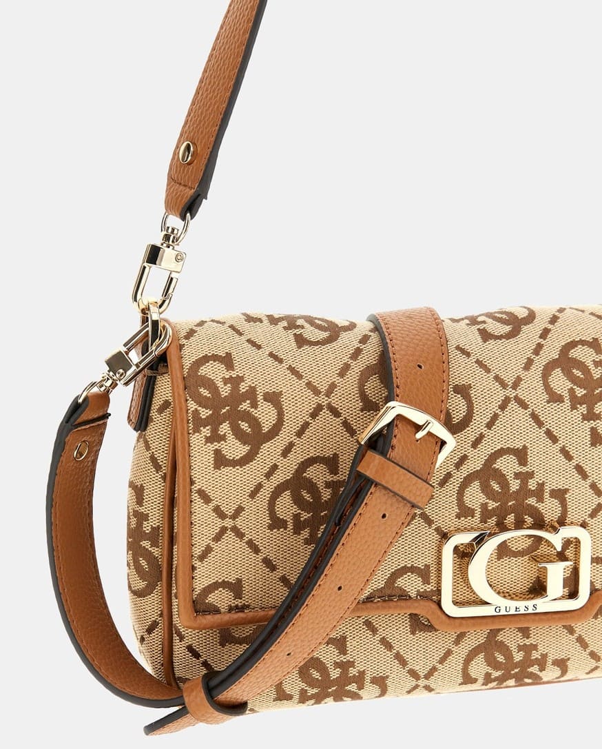 Bolso de hombro con cremallera y asa metálica, Guess