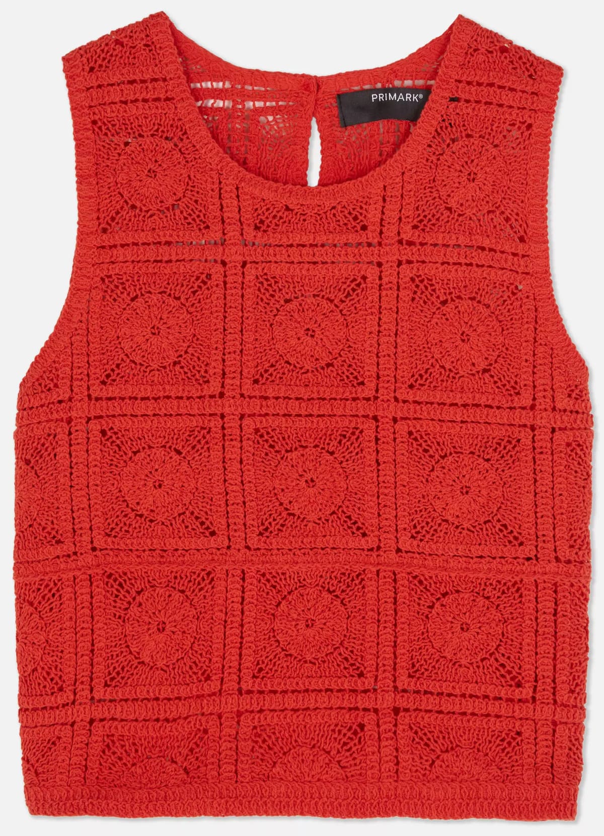 La camiseta sin mangas de crochet en color rojo de Primark
