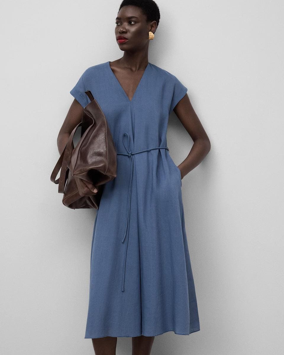 Vestido midi con ramio