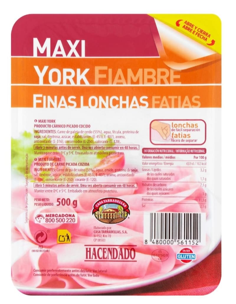 Maxi york Hacendado finas lonchas