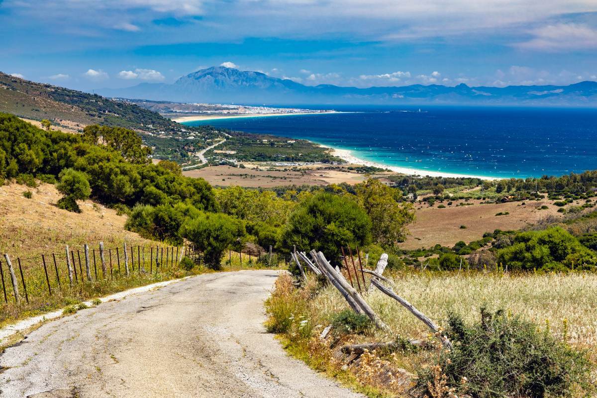 Playa de Valdevaqueros vista desde la carretera de Betis, Tarifa, Cádiz, Andalucía
