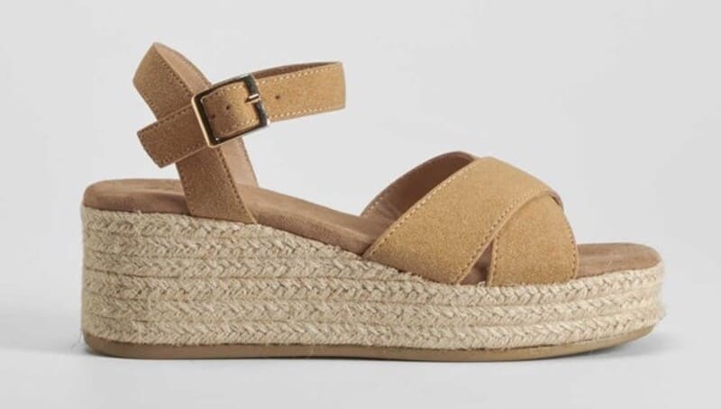 Sandalia de cuña yute cruzada NYC