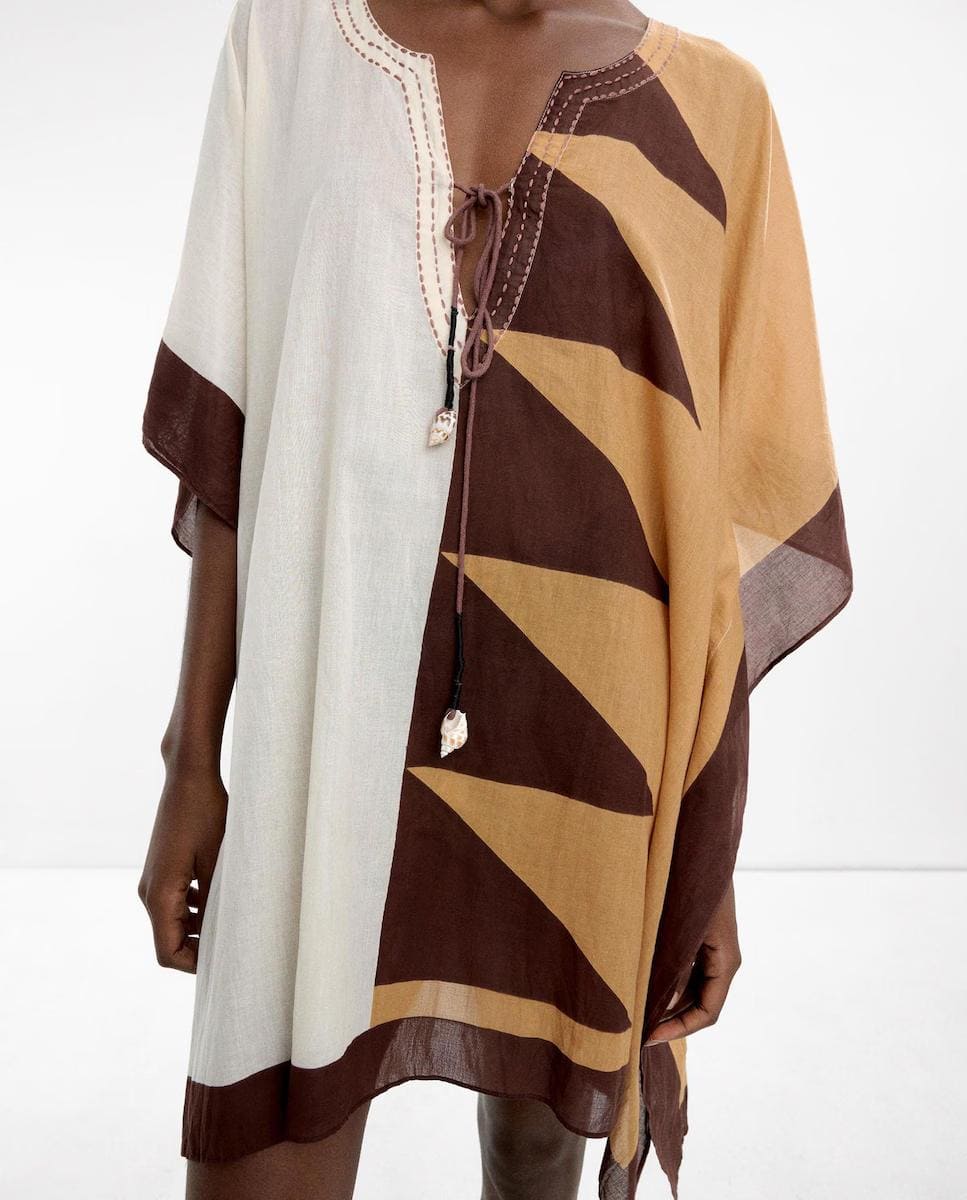 Caftán de algodón con estampados