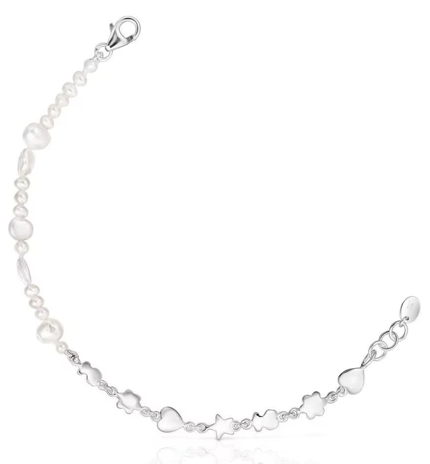 Pulsera Mini Icons de plata y perlas con motivos, Tous