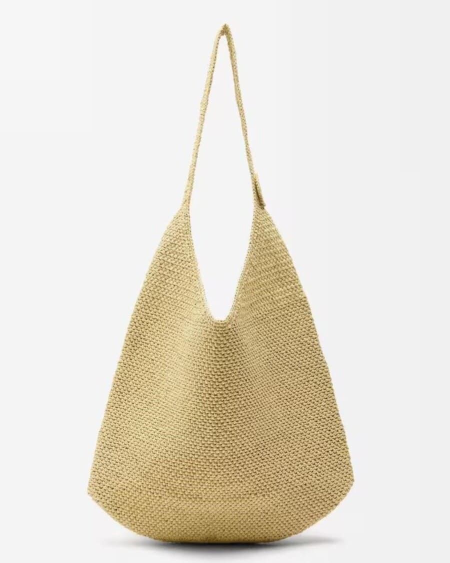 Bolso de hombro efecto rafia con detalle lateral