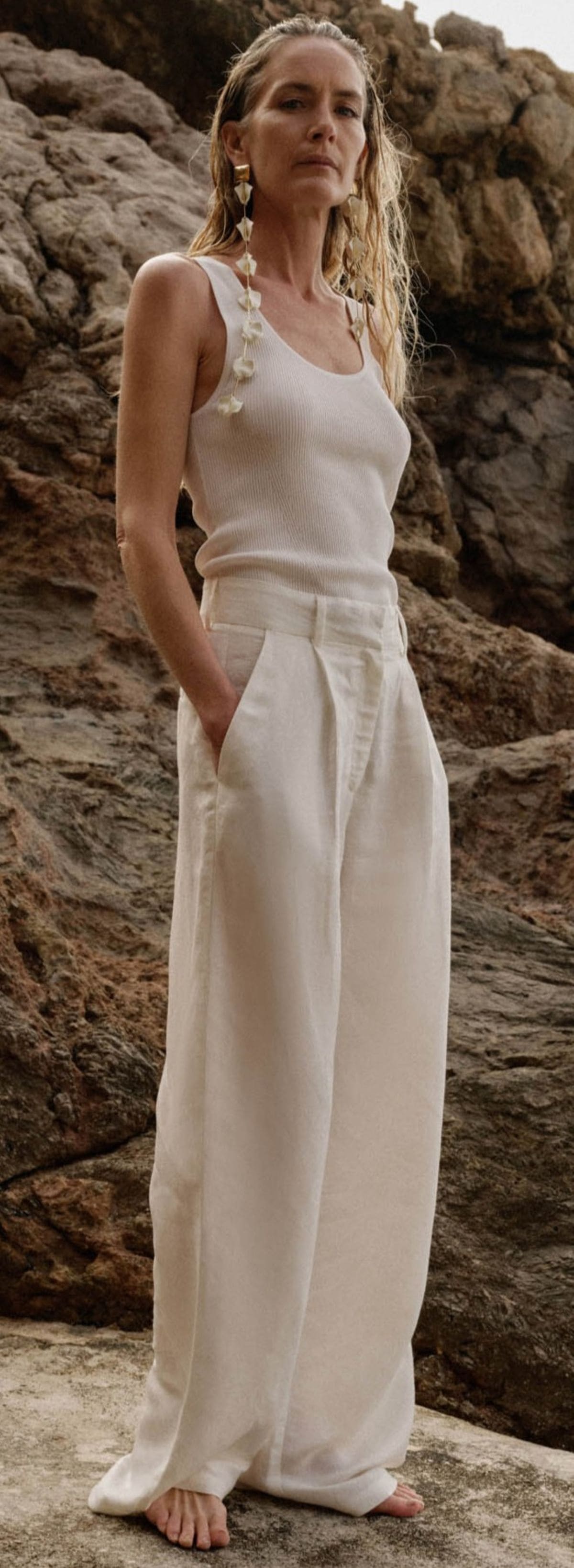 Pantalón con lino de corte holgado de Sfera