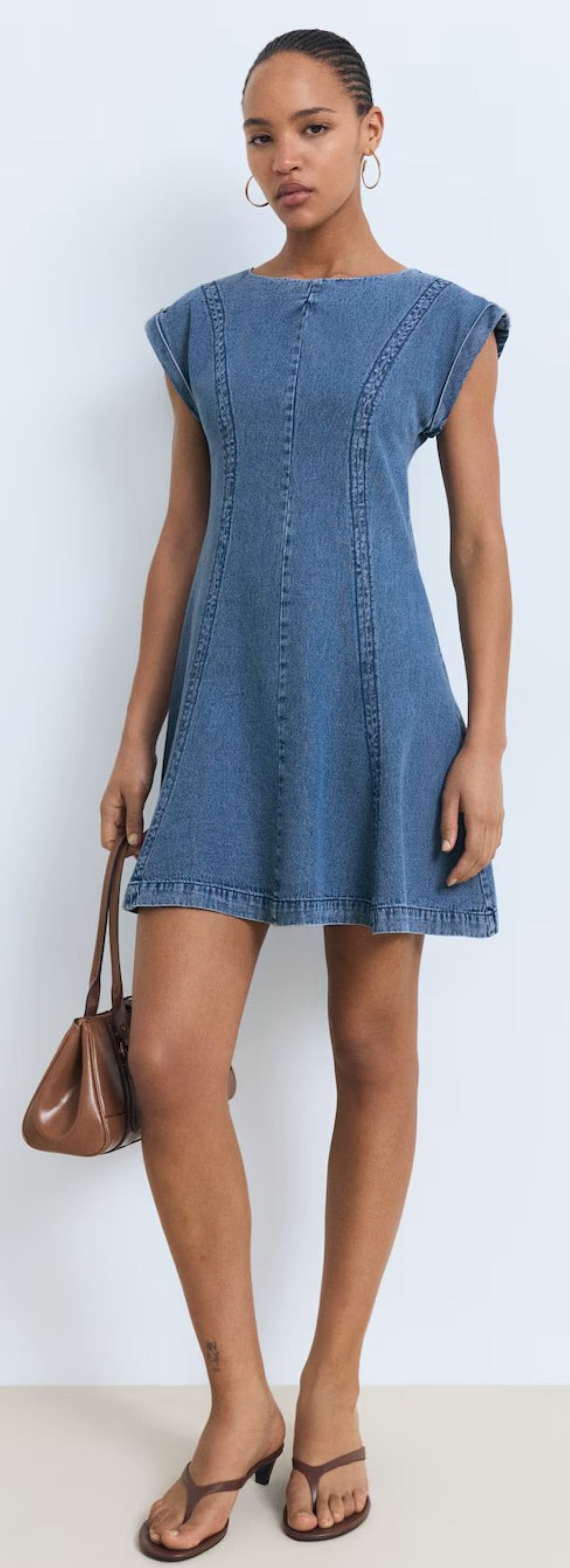 Vestido vaquero detalle costuras de Mango