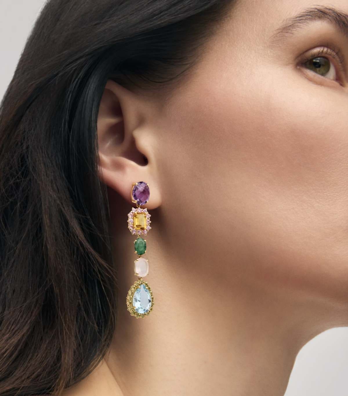 Pendientes largos de oro con gemas TOUS ATELIER