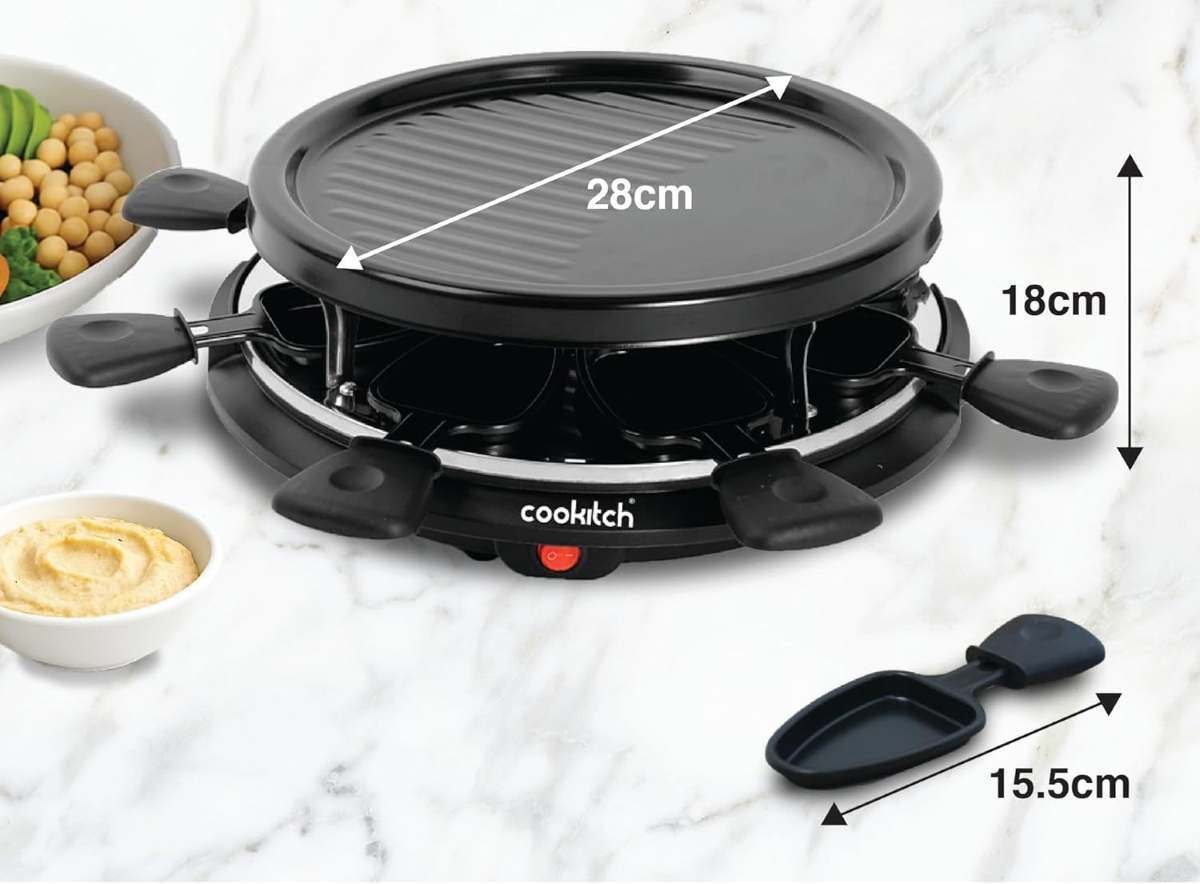 Cookitch Raclette con 8 sartenes, una para cada comensal