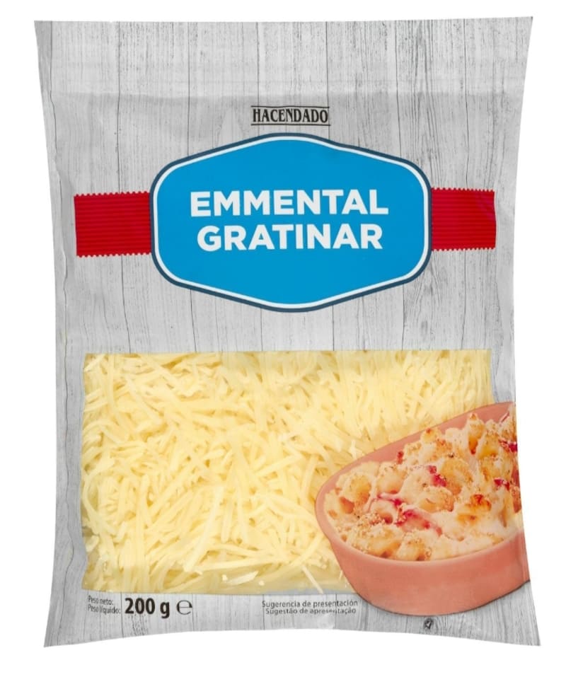 Queso rallado emmental para gratinar