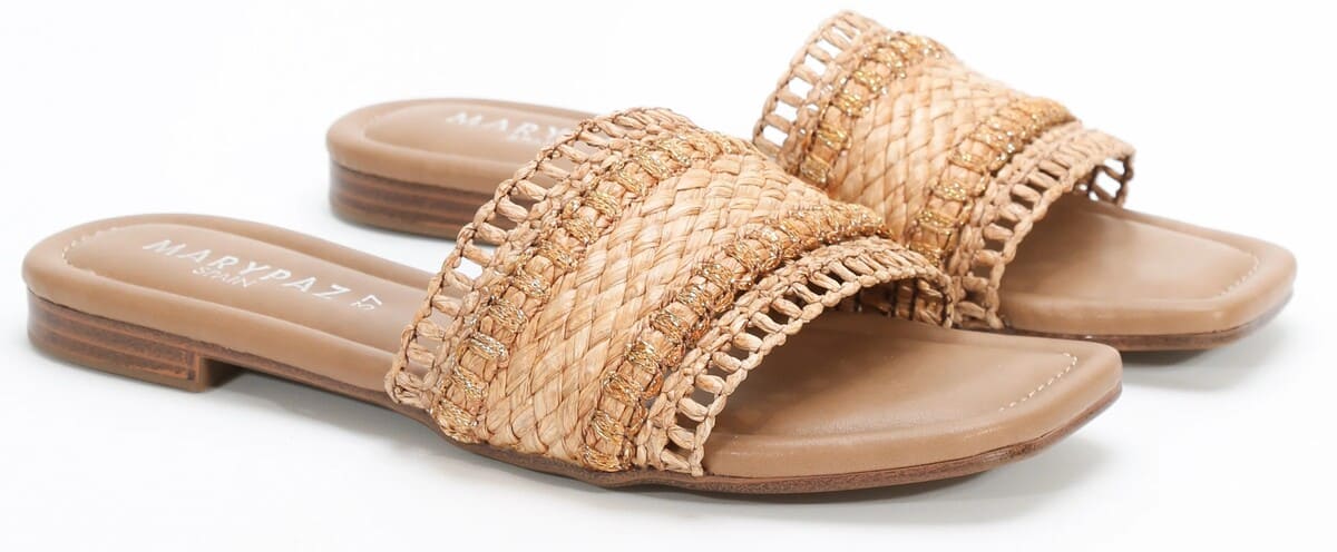 Sandalias planas destalonadas con pala ancha de rafia