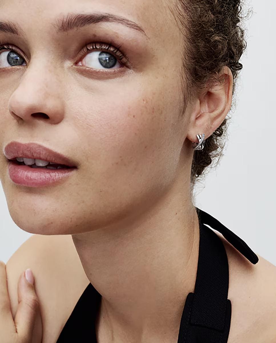 Pendientes de aro Pavé Cruzado