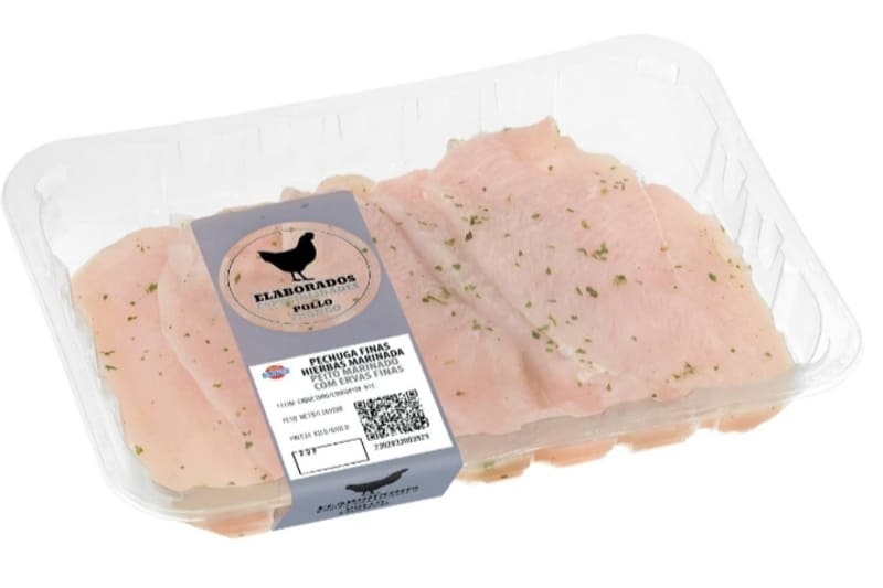 Filetes de pechuga de pollo finas hierbas marinadas