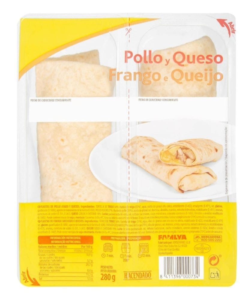 Flautas de pollo y queso