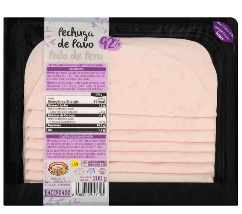Pechuga de pavo Hacendado lonchas