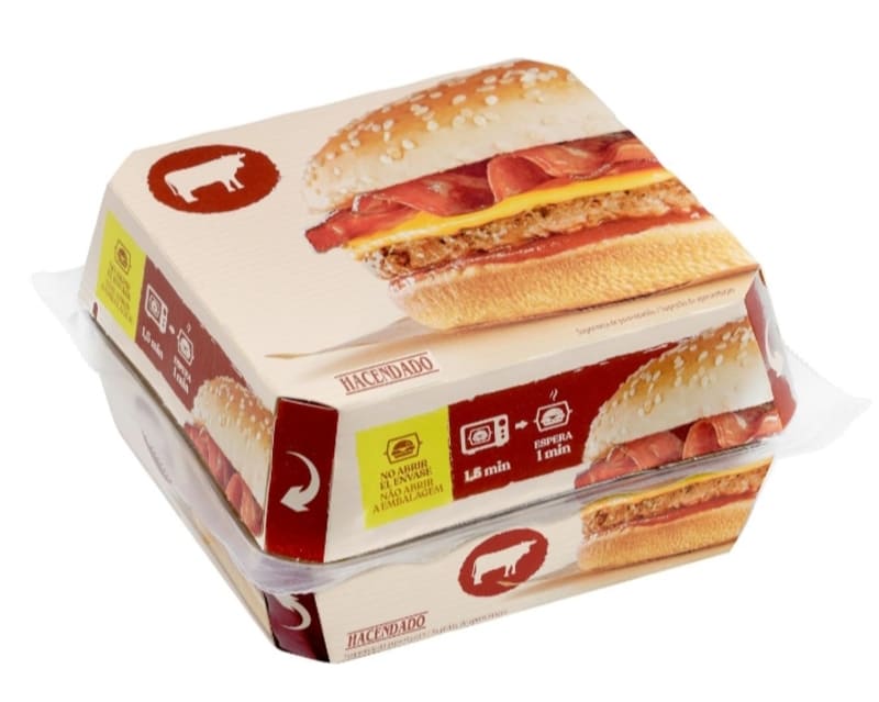 Hamburguesa de ternera con bacón y queso Hacendado