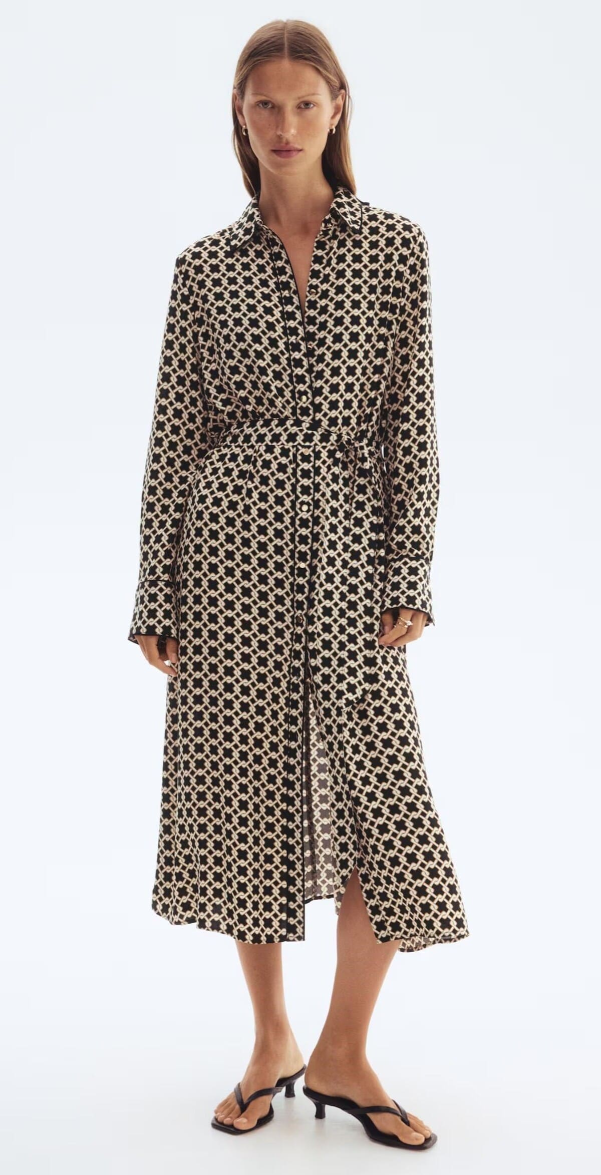 Vestido camisero con cinturón de anudar