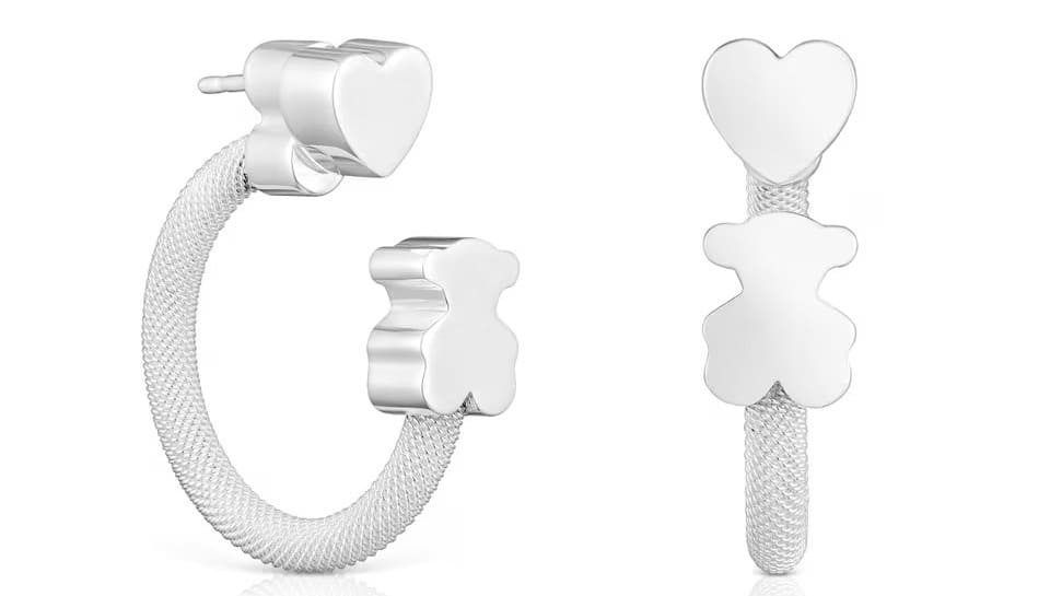 Los pendientes de aro de plata y motivos Icon Mesh de Tous