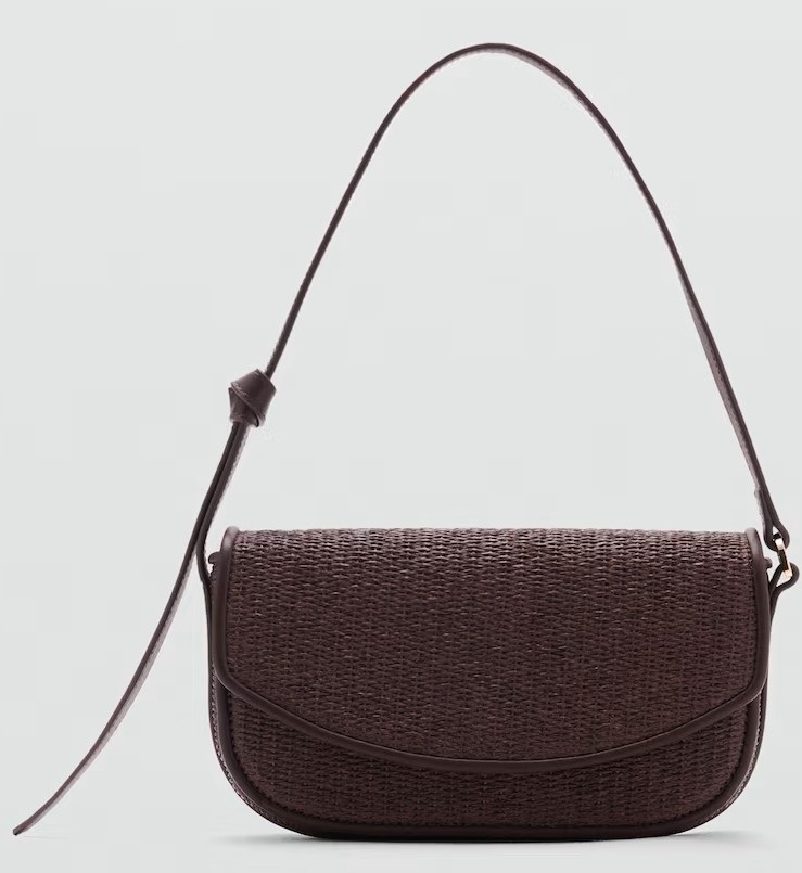 Bolso hombro rafia solapa de Mango