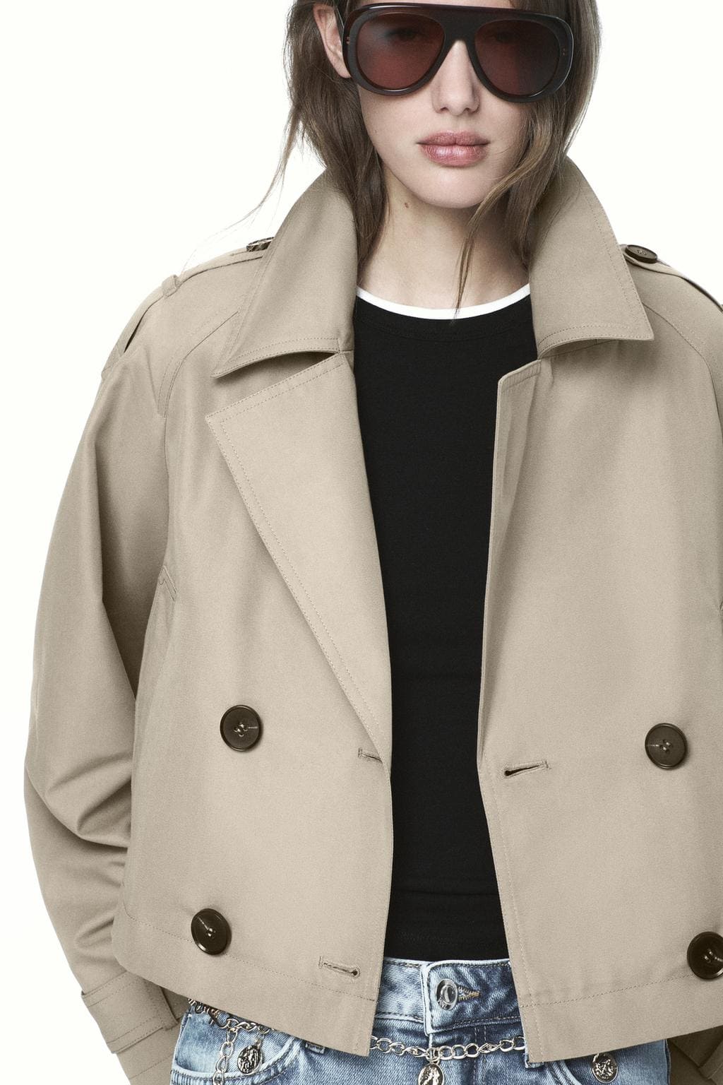 Trench corto cruzado, Zara