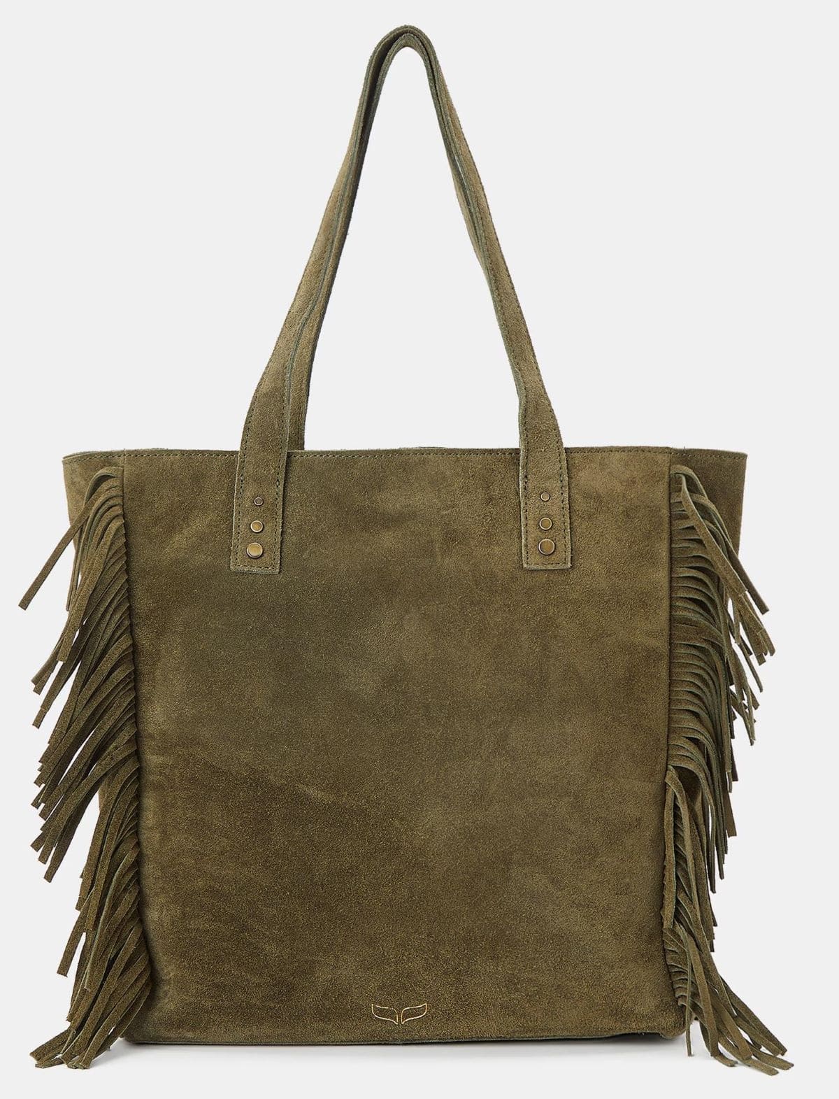 Bolso shopper piel con flecos, Green Coast