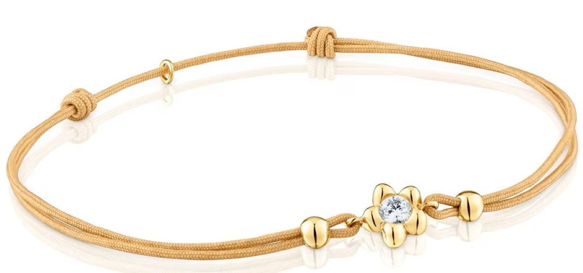 Pulsera de oro con diamante creado en laboratorio y nylon camel TOUS Lili