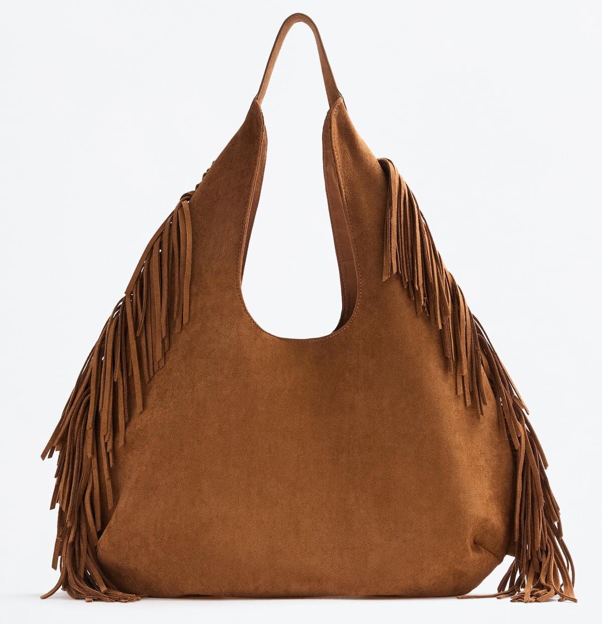 Bolso shopper con flecos y efecto ante