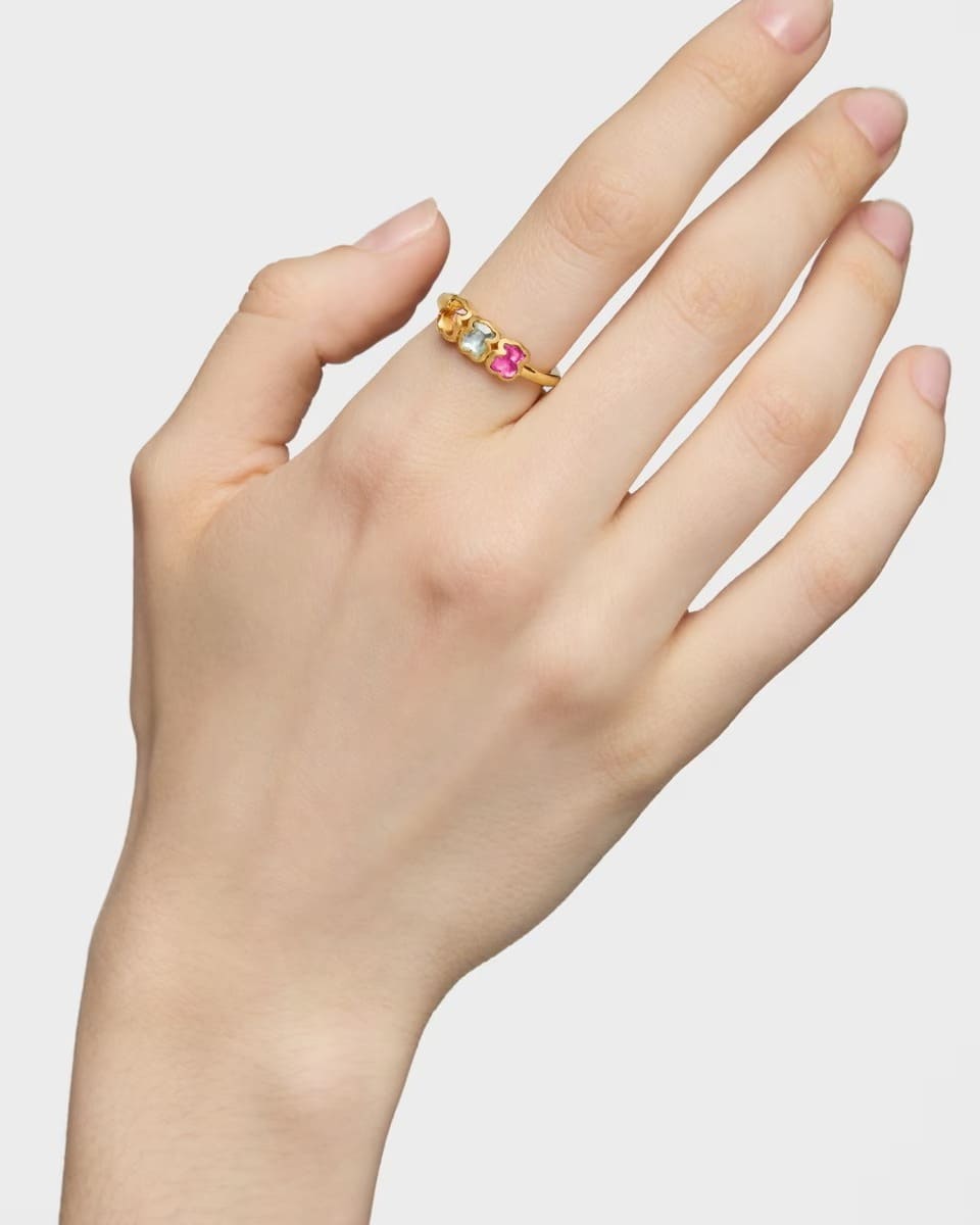 El anillo con baño de oro 18 kt sobre plata y gemas Icon Color LGG de Tous