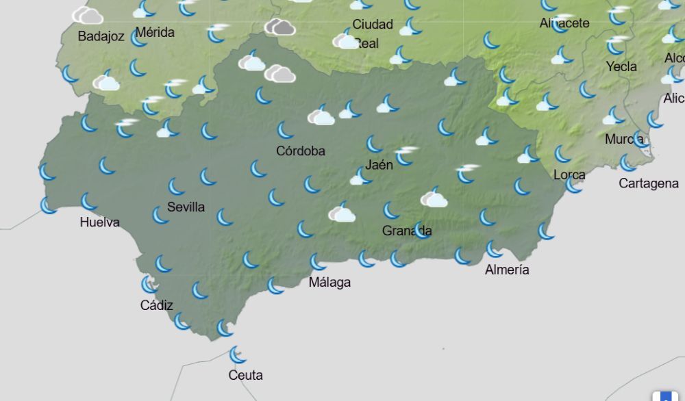 Predicción de cielos abiertos en Andalucía de la noche del 12 al 13 de agosto en Andalucía - AEMET