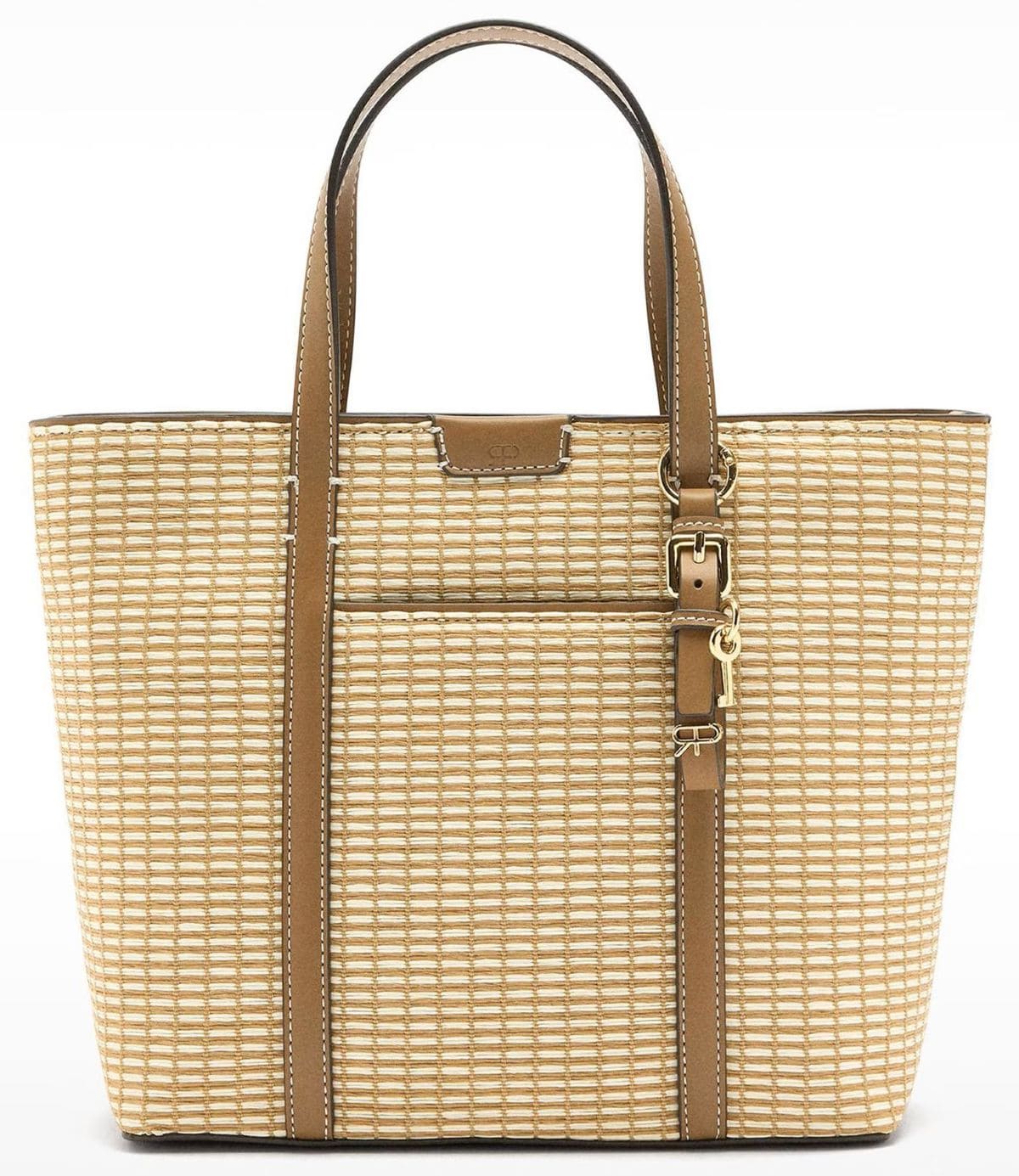 Bolso de mano estilo tote convertible a bandolera efecto rafia con cierre de cremallera y estampado de rayas Parfois de El Corte Inglés