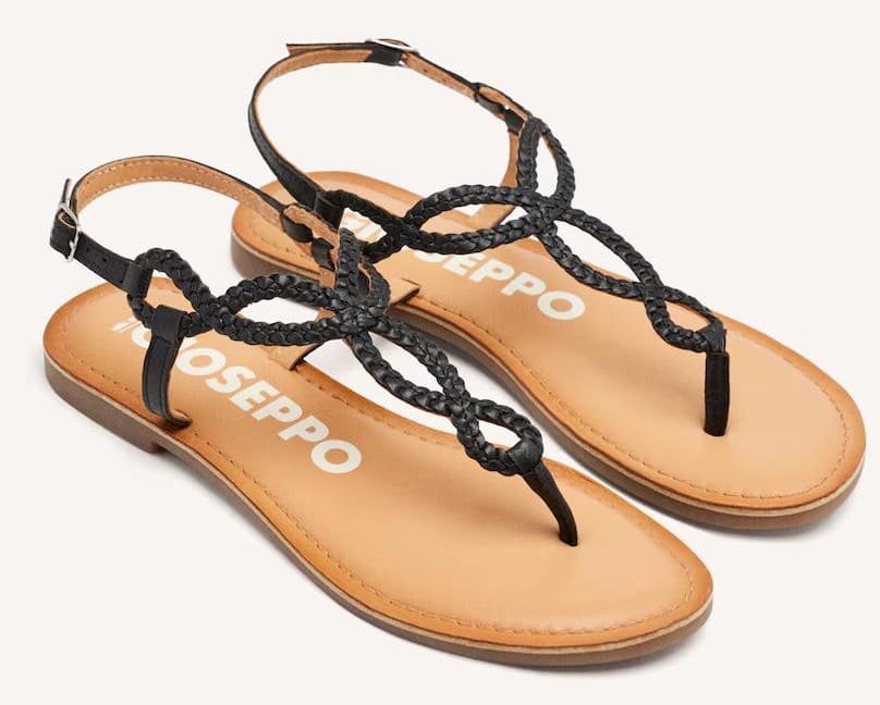 Sandalias planas de piel con plantilla de piel y látex