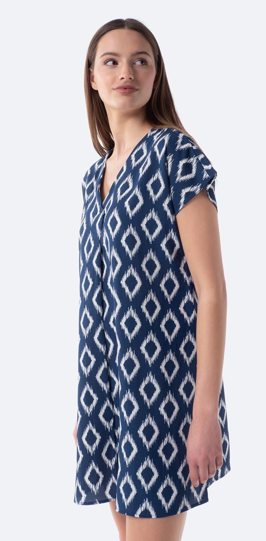 Vestido corto estampado con manga corta, TEX