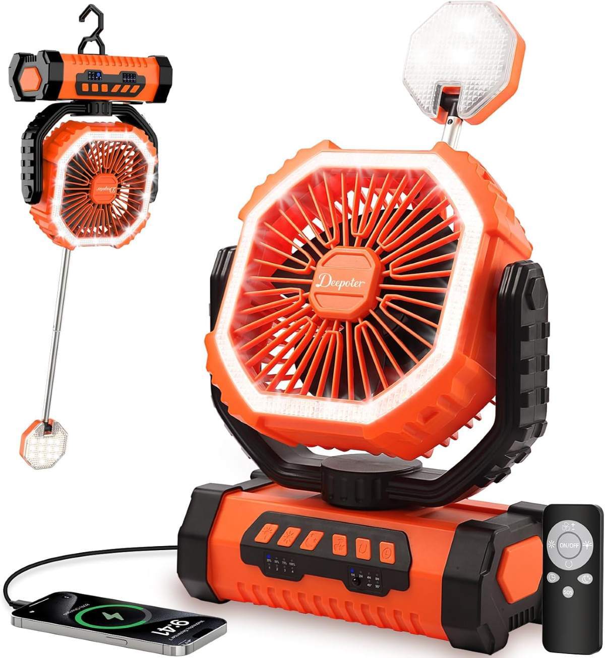 Ventilador USB Recargable Portátil Escritorio con Luz LED