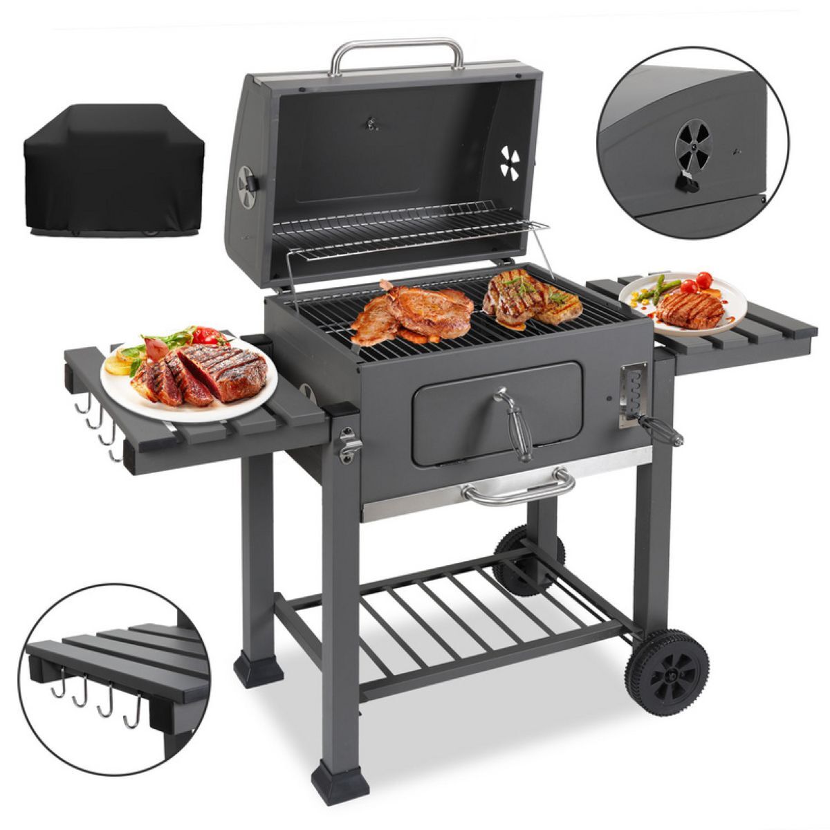 Barbacoa de carbón XXL con tapa FINLOVERN de Leroy Merlin