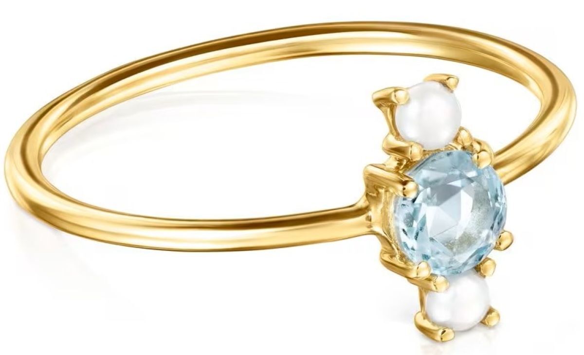 Anillo de oro con topacio facetado y perla Mini Ivette de Tous