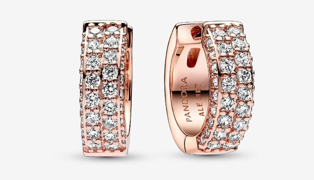 Pendientes de Aro Doble Fila de Pavé de Pandora