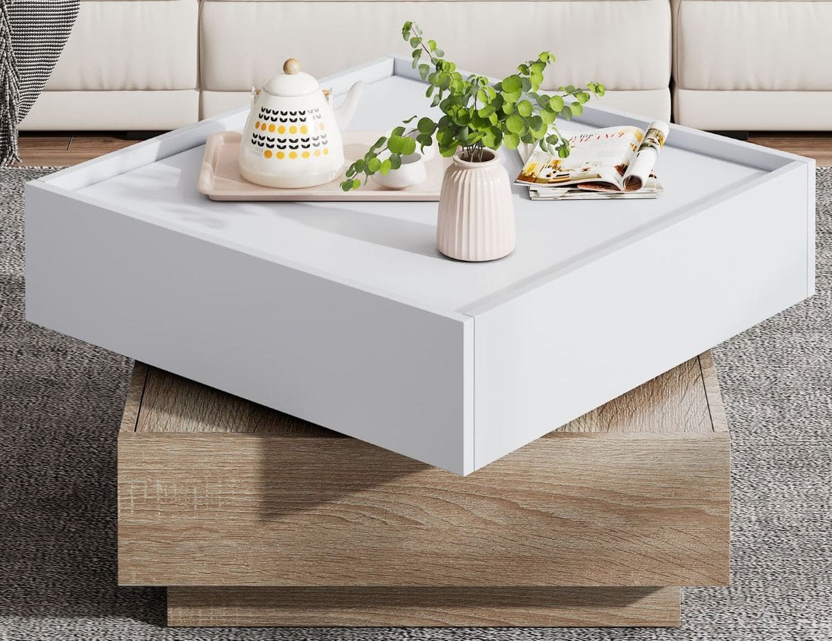 Mesa de centro cuadrada con tapa giratoria de 360° Muebles Chic de Leroy Merlin