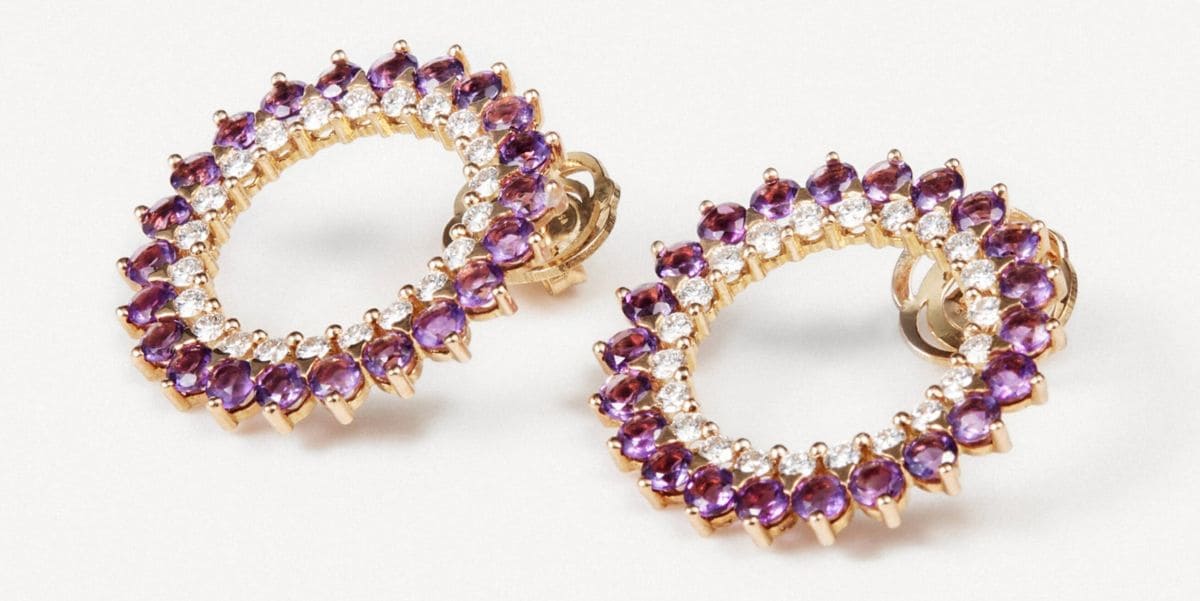 Pendientes de oro con diamantes y amatistas TOUS ATELIER