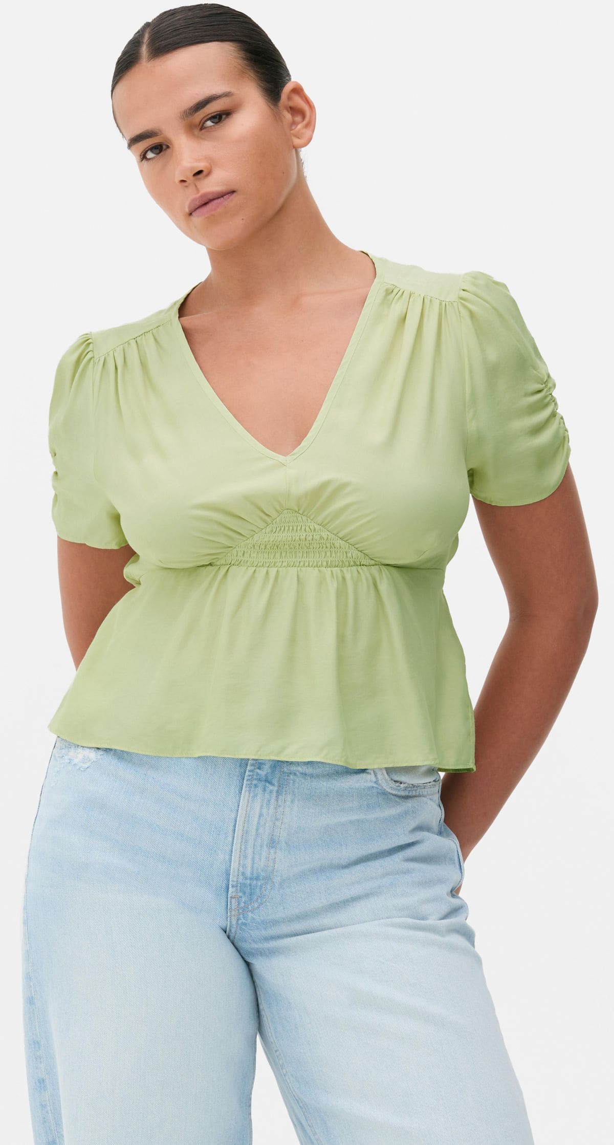 Blusa drapeada con péplum de Primark