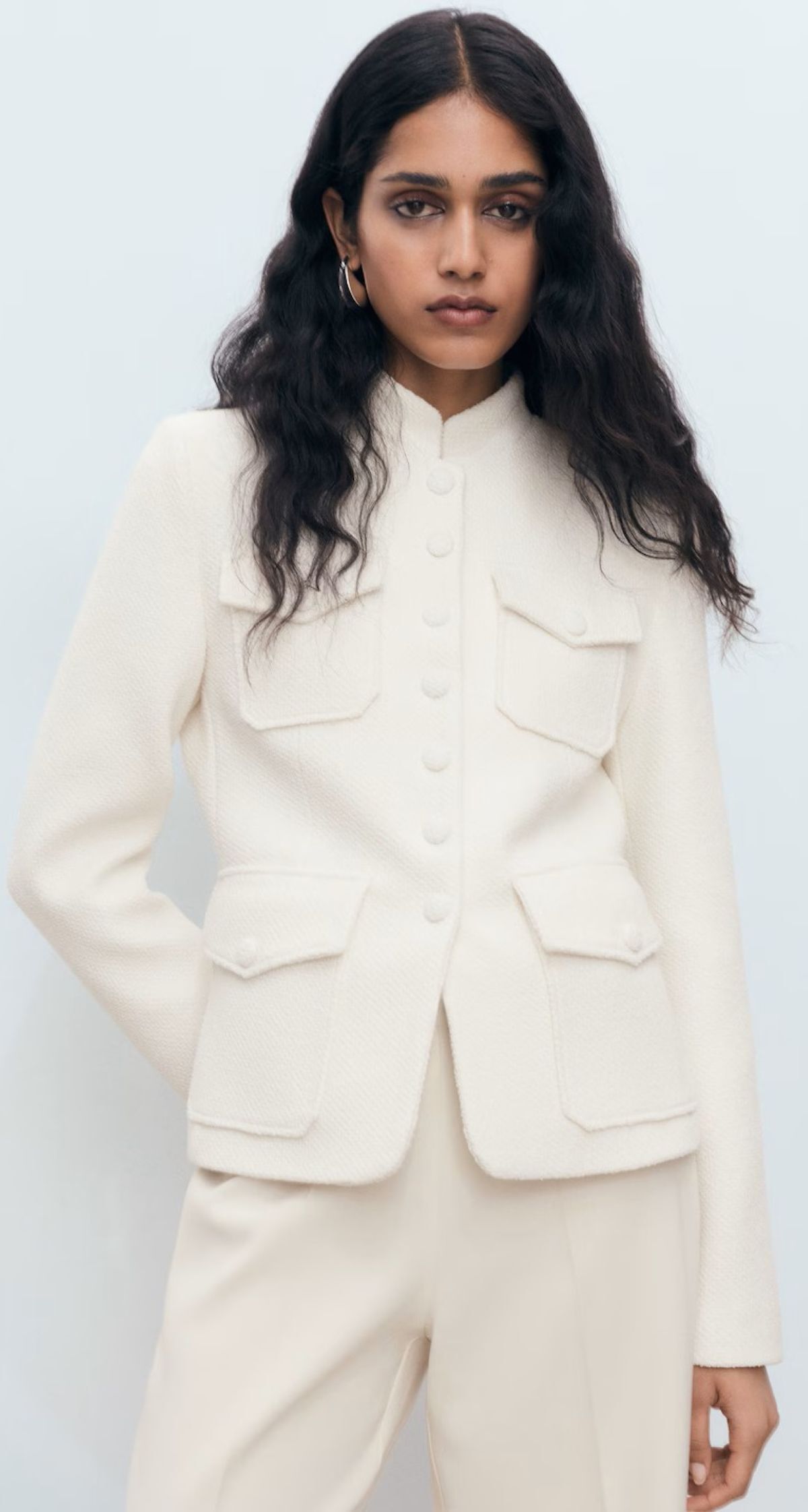 Chaqueta bouclé bolsillos de Mango