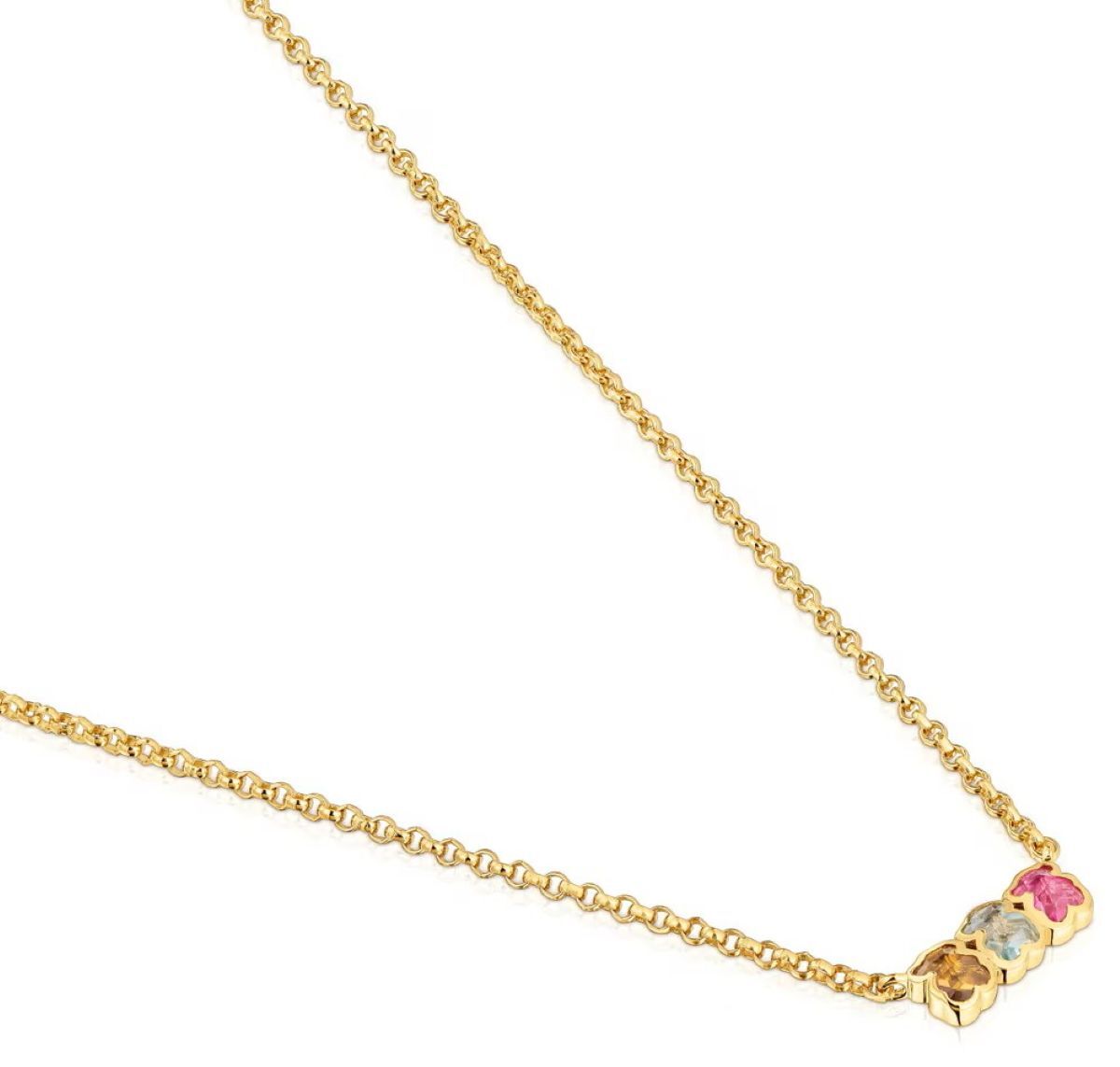 Collar corto con baño de oro 18 kt sobre plata y gemas creadas en laboratorio Icon Color LGG de Tous