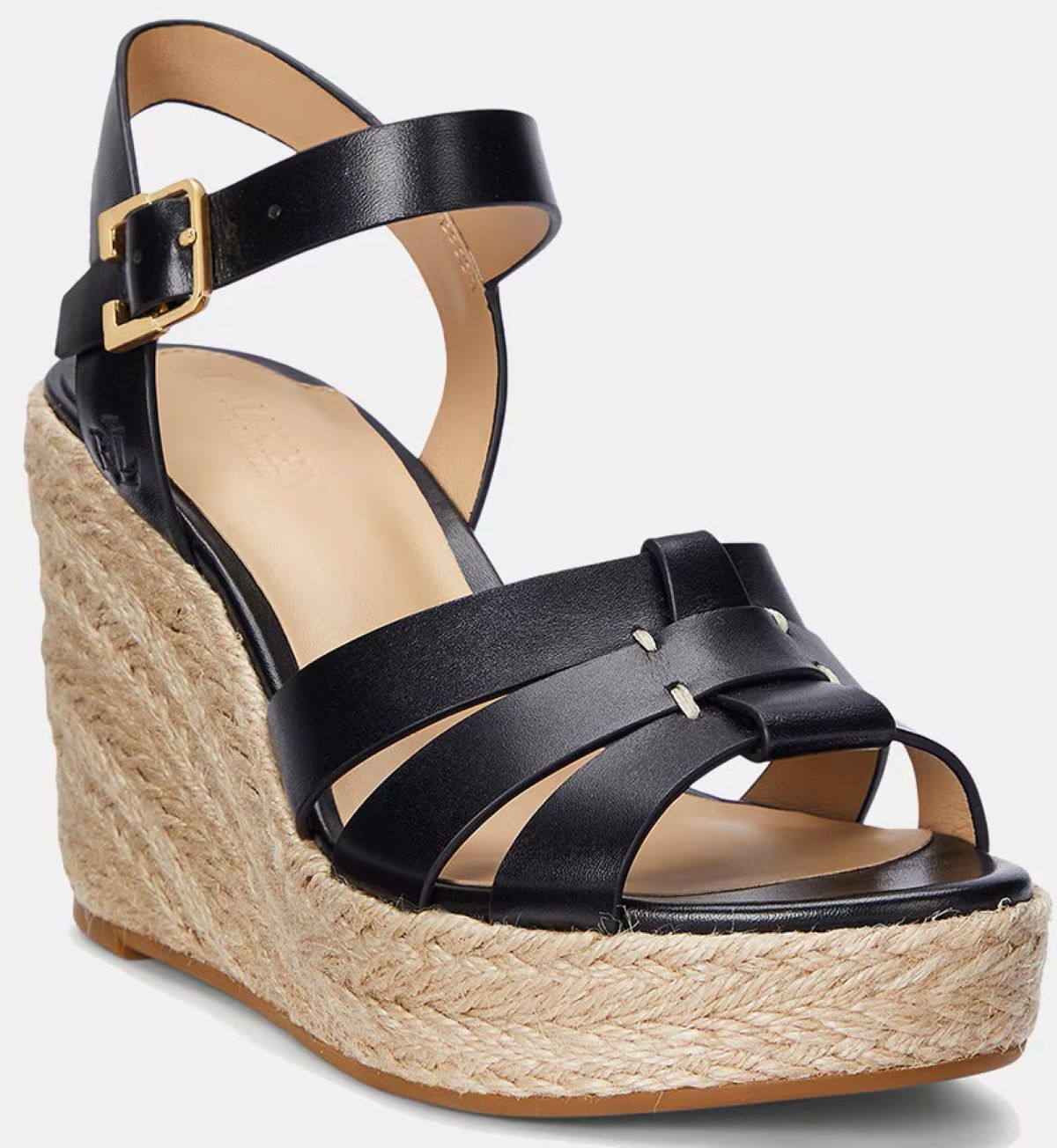 Sandalia alpargata de cuña en piel con pulsera Ralph Lauren de El Corte Inglés