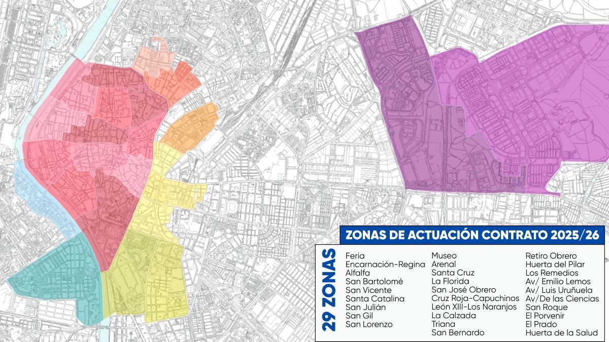 Zonas de actuación en Sevilla de los serenos