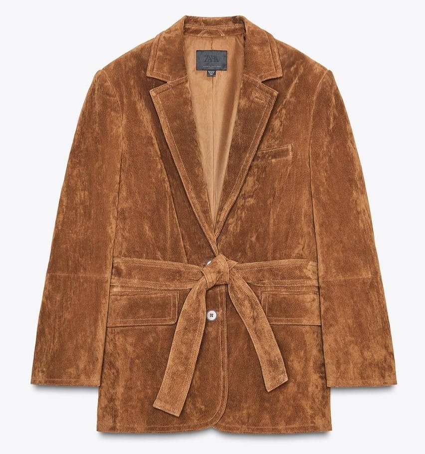 Blazer de piel con acabado efecto ante