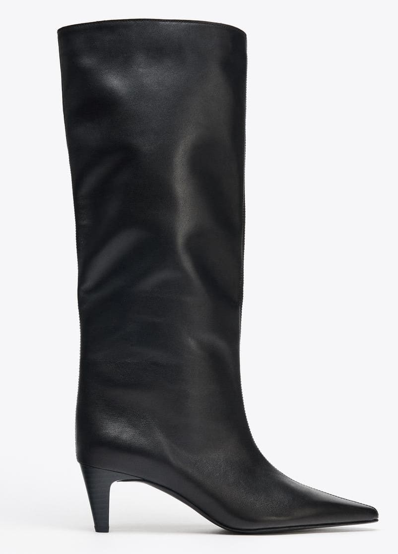 Bota de piel con tacón Kitten