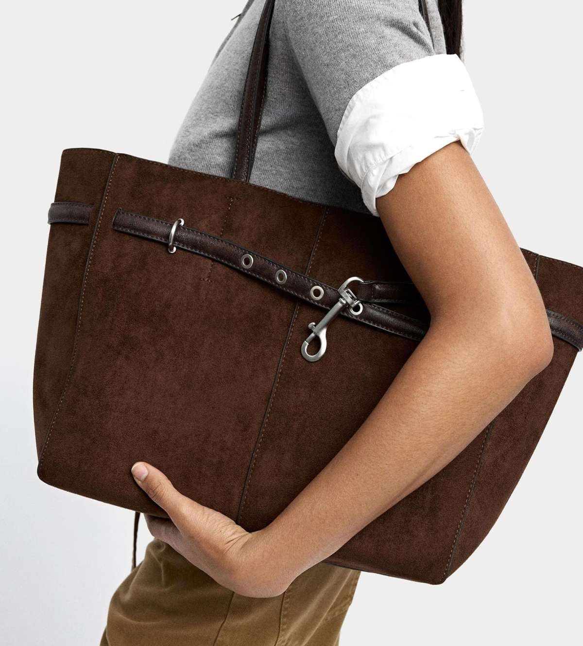 Bolso de hombro estilo shopper con cierre imantado efecto ante de Parfois