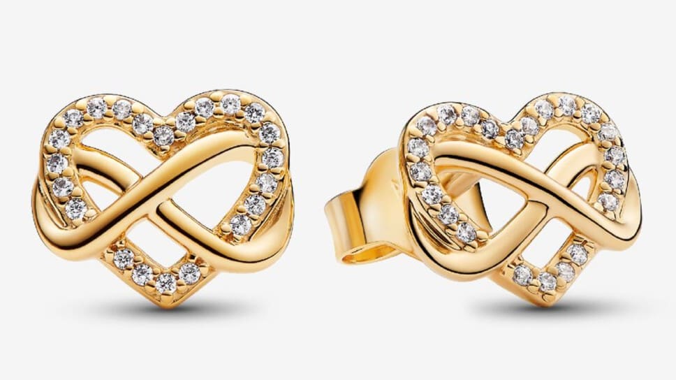 Conjunto de pendientes de botón y collar Corazón Infinito Brillante de Pandora