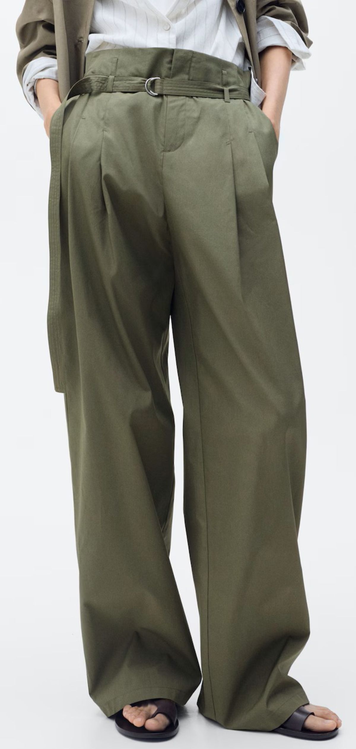 Pantalón wideleg cinturón de Mango