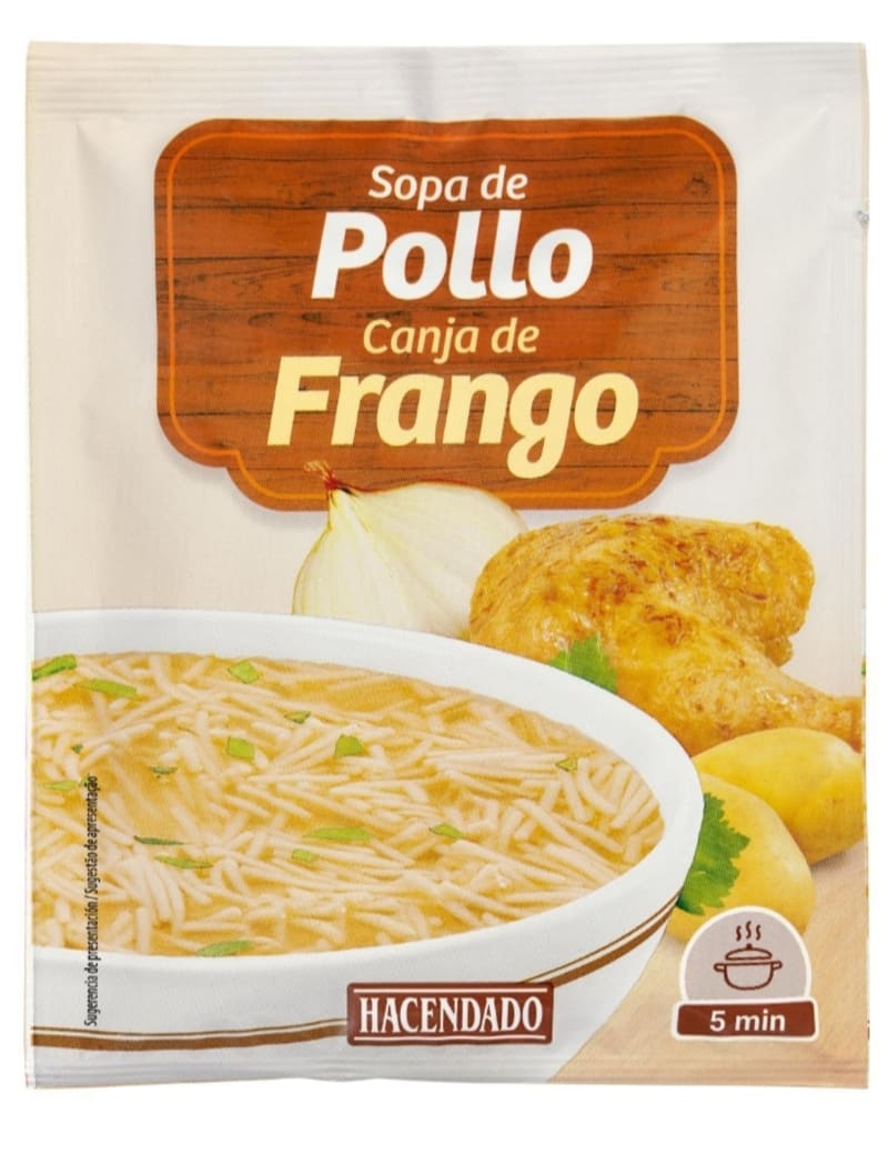 Sopa de pollo Hacendado con fideos finos